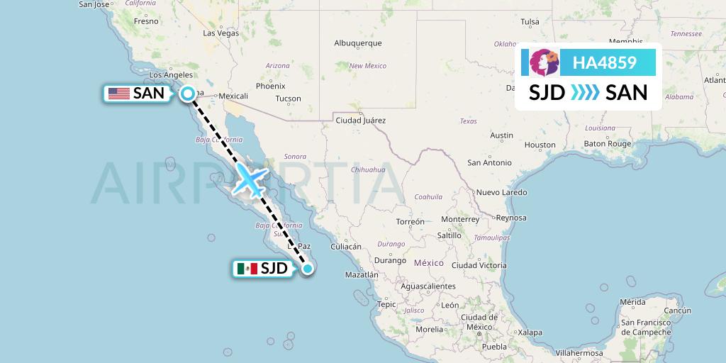 HA4859 Hawaiian Airlines Flight Map: San Jose del Cabo to San Diego