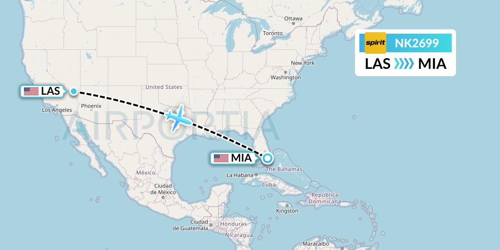 NK2699 Spirit Airlines Flight Map: Las Vegas to Miami