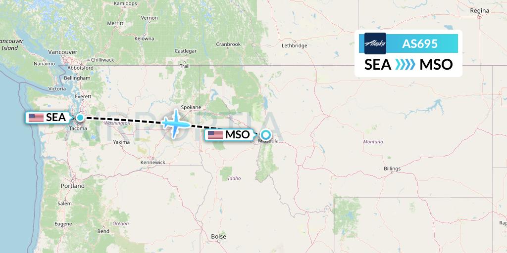 AS695 Alaska Airlines Flight Map: Seattle to Missoula