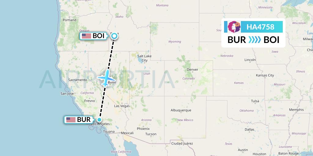 HA4758 Hawaiian Airlines Flight Map: Burbank to Boise