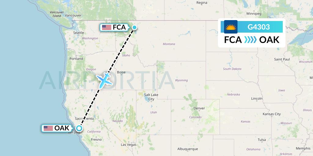 G4303 Allegiant Air Flight Map: Kalispell to Oakland