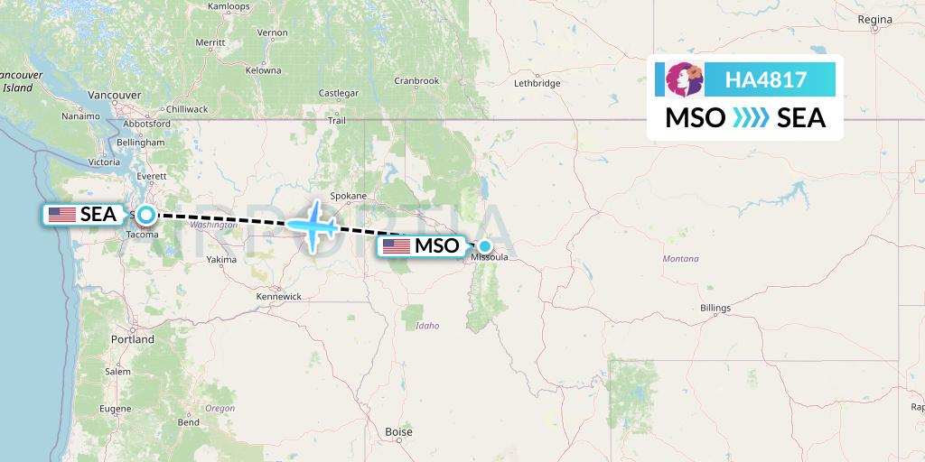 HA4817 Hawaiian Airlines Flight Map: Missoula to Seattle