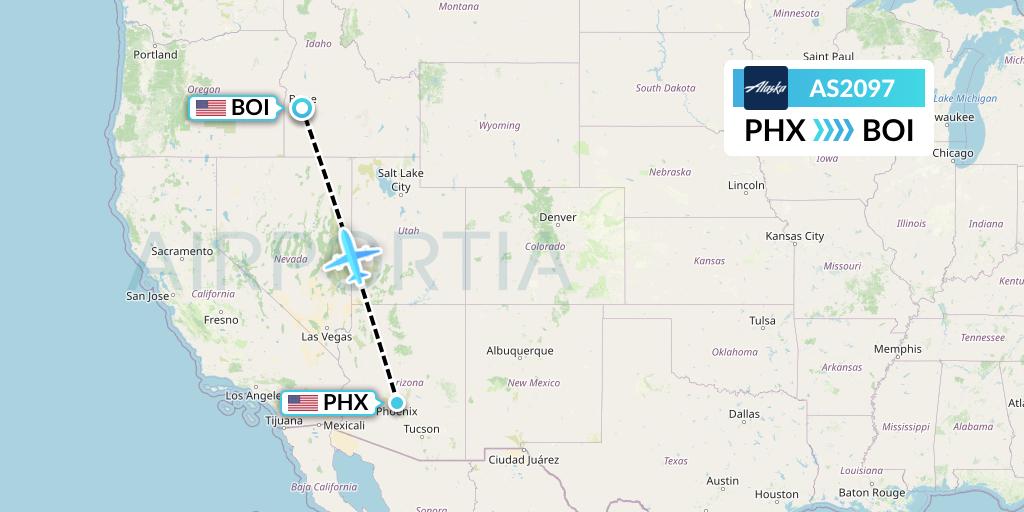 AS2097 Alaska Airlines Flight Map: Phoenix to Boise