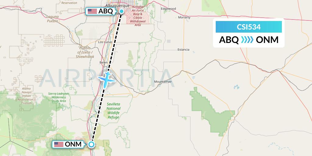 CSI534 Csi Aviation Flight Map: Albuquerque to Socorro