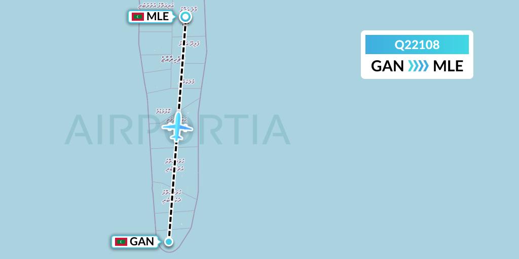 Q22108 Maldivian Flight Map: Gan Island to Male