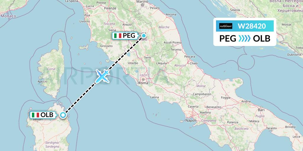 W28420 Flex Flight Flight Map: Perugia to Olbia