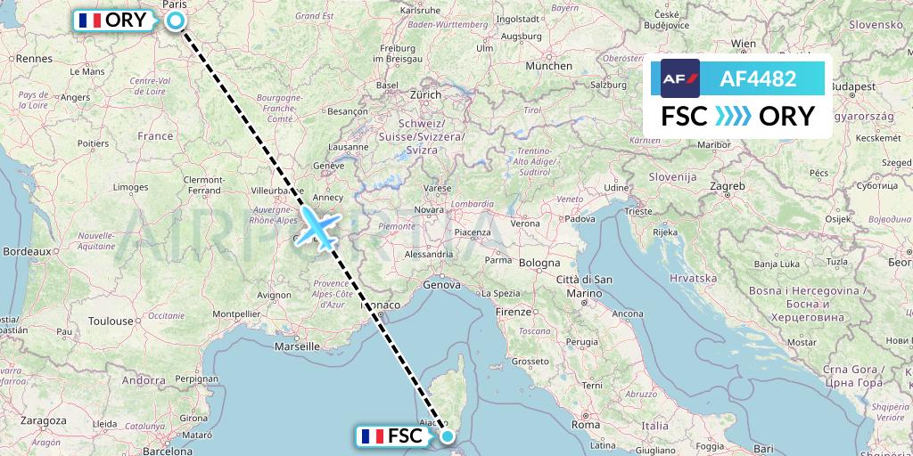 AF4482 Air France Flight Map: Figari to Paris