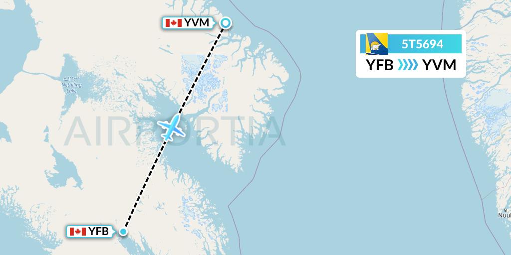 5T5694 Canadian North Flight Map: Iqaluit to Qikiqtarjuaq