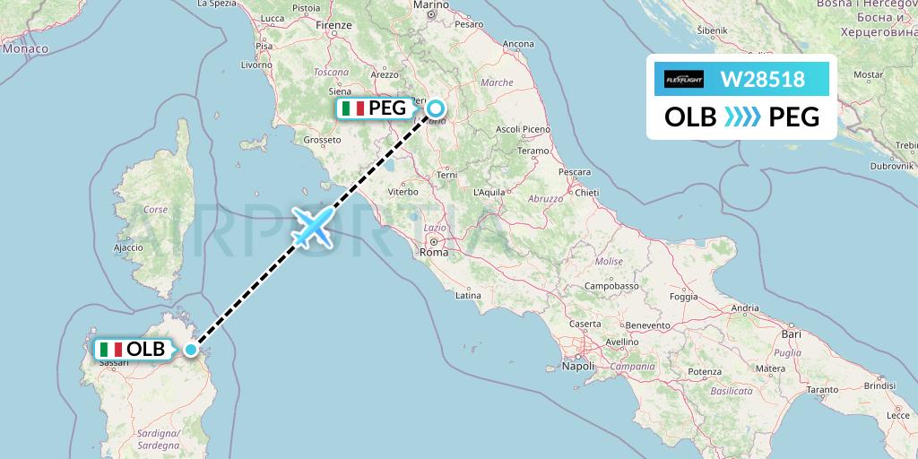 W28518 Flex Flight Flight Map: Olbia to Perugia