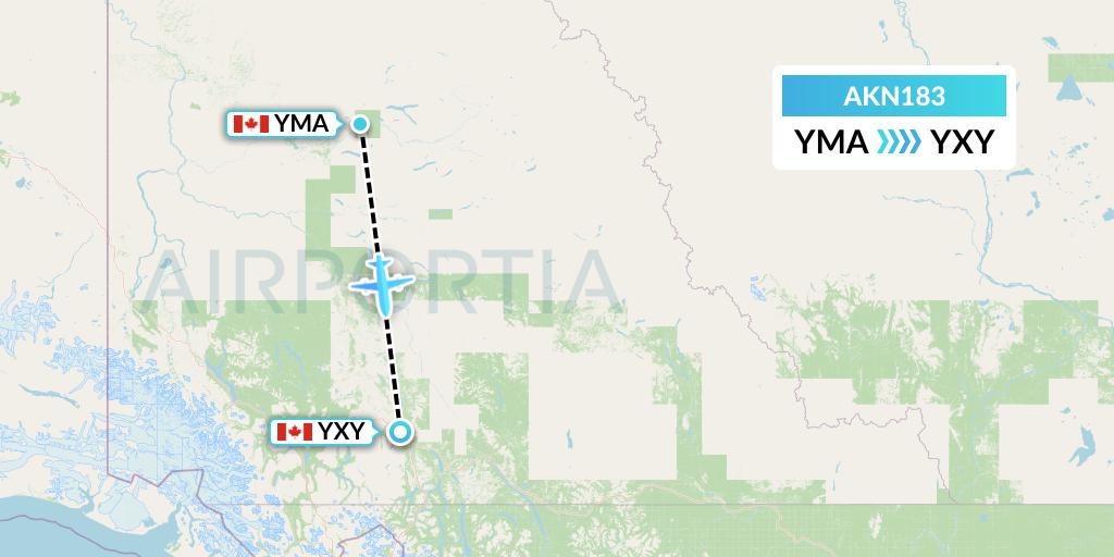 AKN183 Alkan Air Flight Map: Mayo to Whitehorse