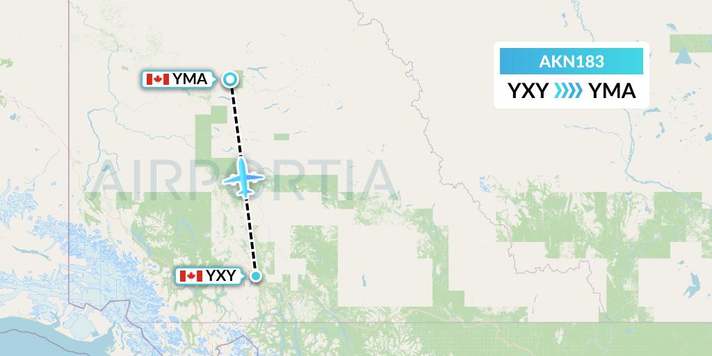 AKN183 Alkan Air Flight Map: Whitehorse to Mayo