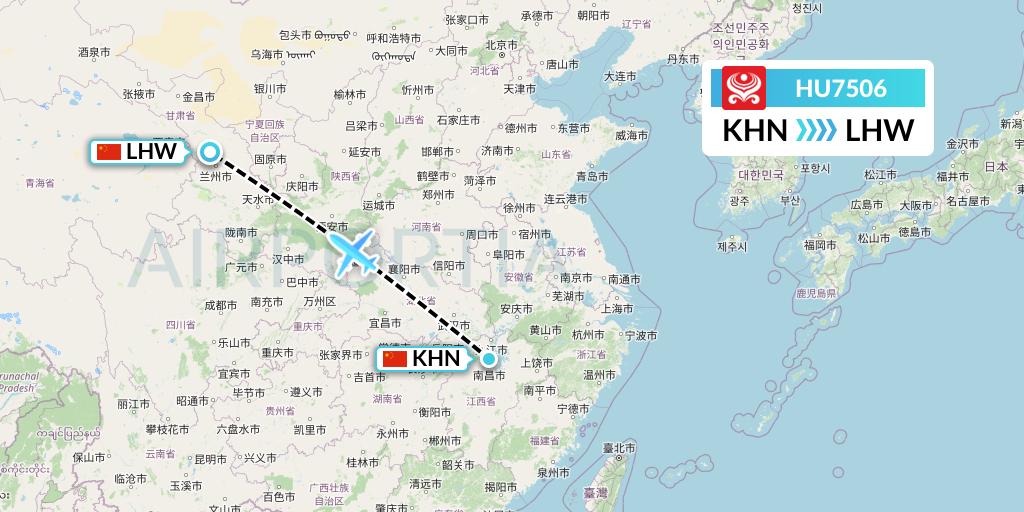 HU7506 Hainan Airlines Flight Map: Nanchang to Lanzhou