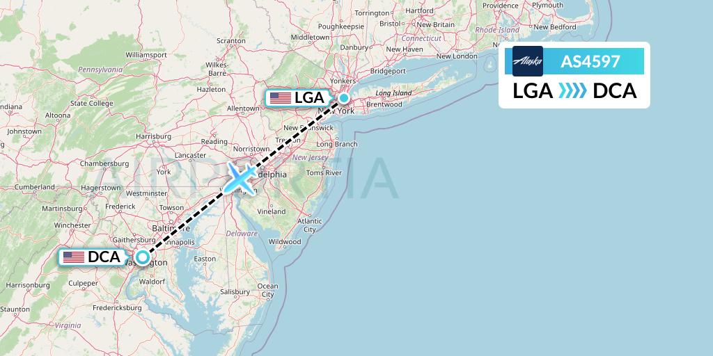 AS4597 Alaska Airlines Flight Map: New York to Washington