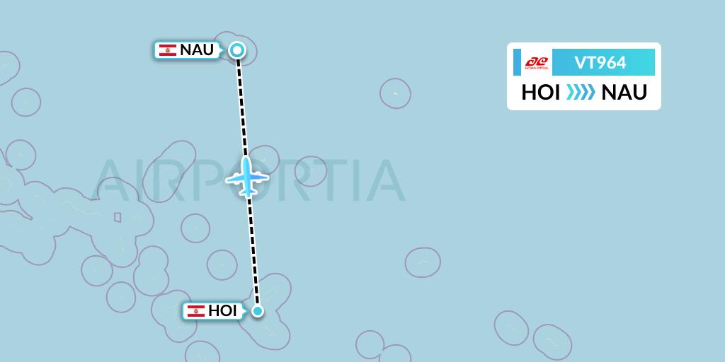VT964 Air Tahiti Flight Map: Hao to Makemo