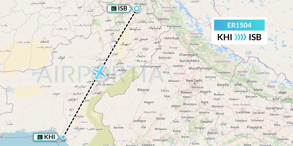 ER1504 Serene Air Flight Map: Karachi to Islamabad