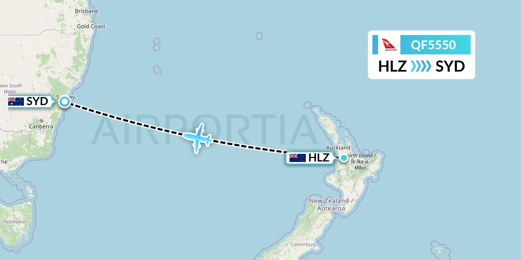 QF5550 Qantas Flight Map: Hamilton to Sydney