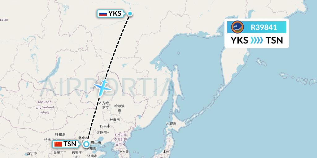 R39841 Yakutia Airlines Flight Map: Yakutsk to Tianjin