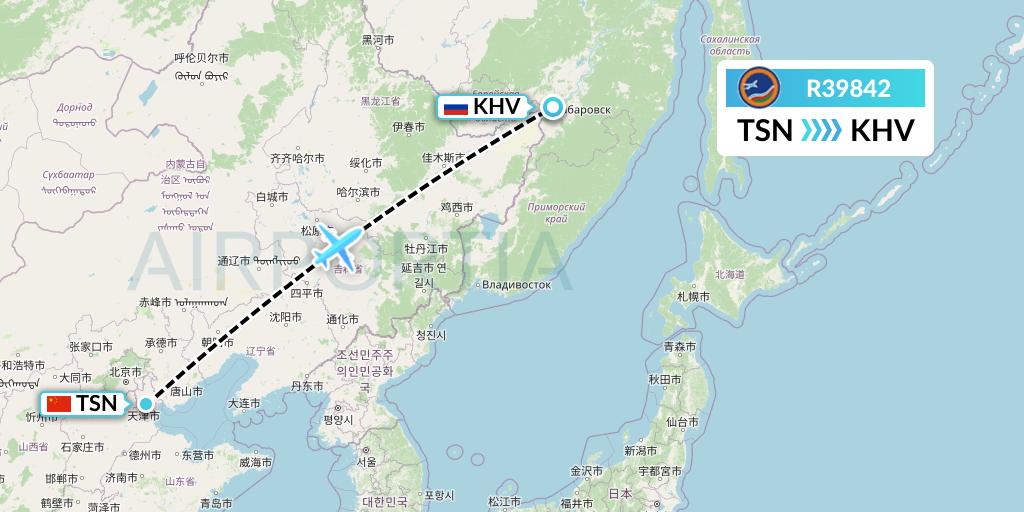 R39842 Yakutia Airlines Flight Map: Tianjin to Khabarovsk