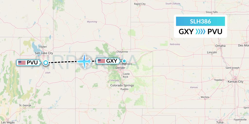 SLH386 Silverhawk Aviation Flight Map: Greeley to Provo