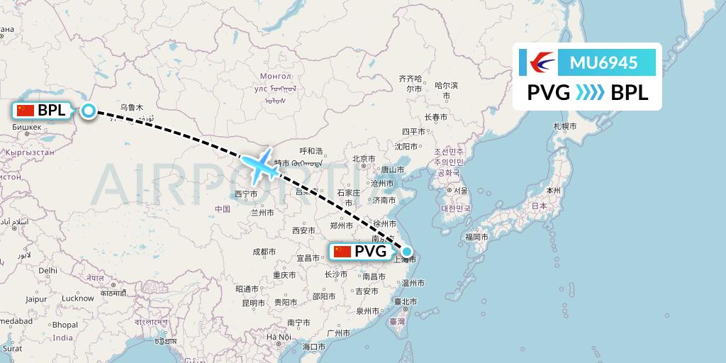 MU6945 China Eastern Airlines Flight Map: Shanghai to Bole