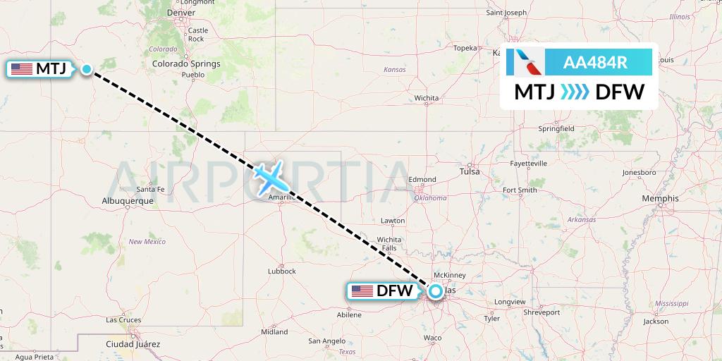 AA484R American Airlines Flight Map: Montrose to Dallas
