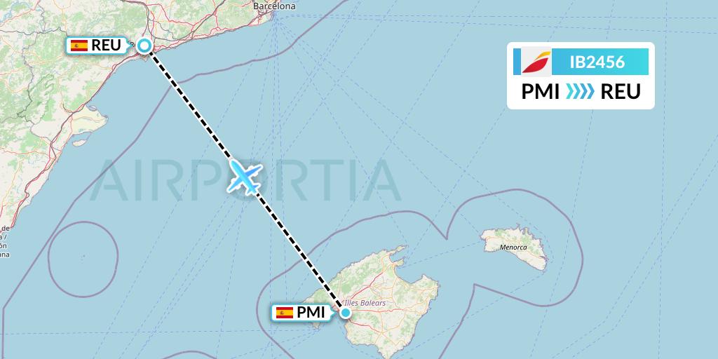 IB2456 Iberia Flight Map: Palma de Mallorca to Reus