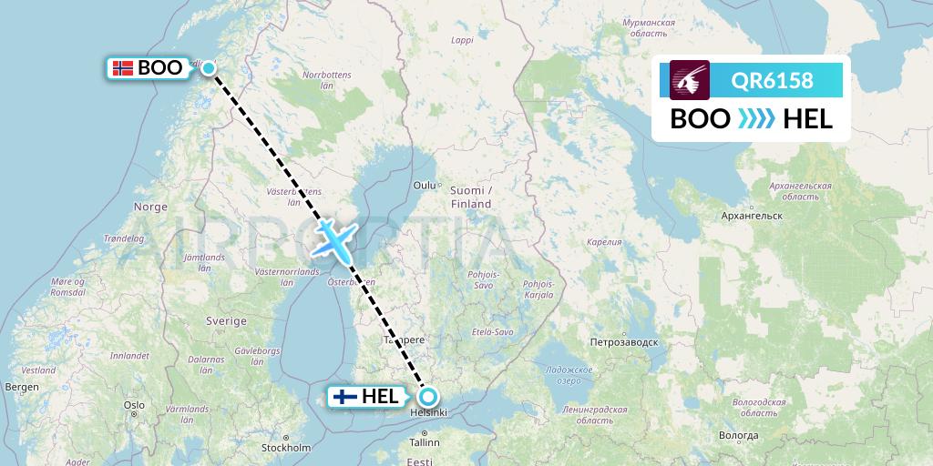 QR6158 Qatar Airways Flight Map: Bodo to Helsinki