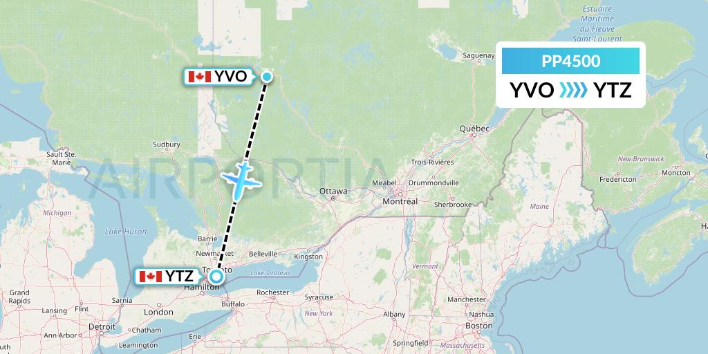 PP4500 Jet Aviation Business Jets Flight Map: Val-d'Or to Toronto