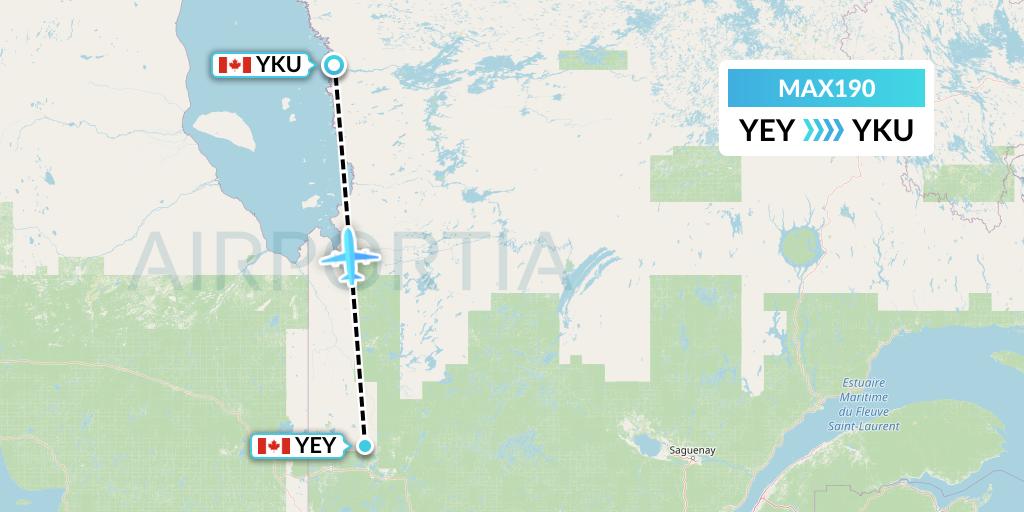 MAX190 Max Aviation Flight Map: Amos to Chisasibi