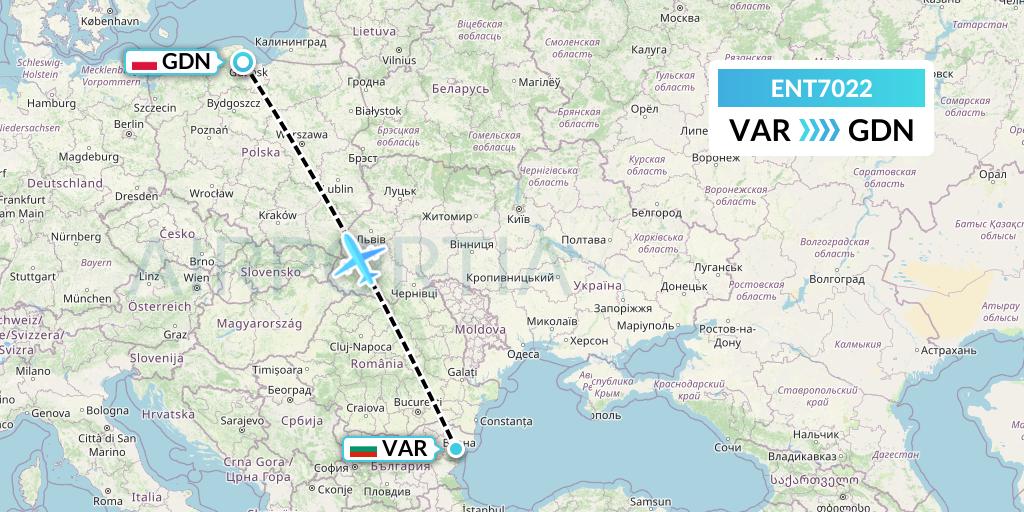 ENT7022 Enter Air Flight Map: Varna to Gdansk