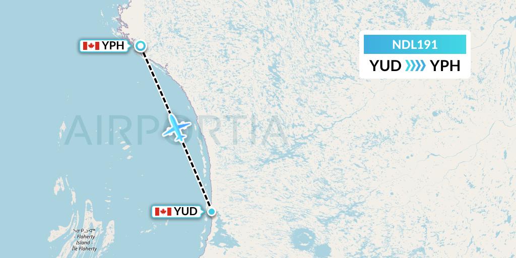 NDL191 Chrono Aviation Flight Map: Umiujaq to Inukjuak
