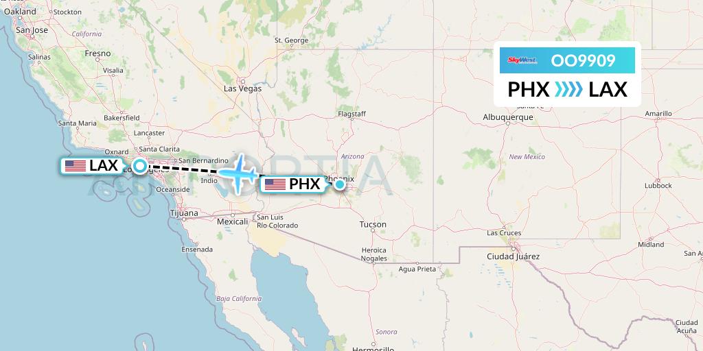 OO9909 SkyWest Airlines Flight Map: Phoenix to Los Angeles