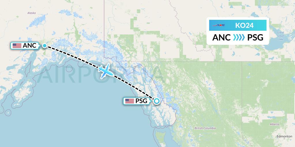 KO24 Komiaviatrans Flight Map: Anchorage to Petersburg