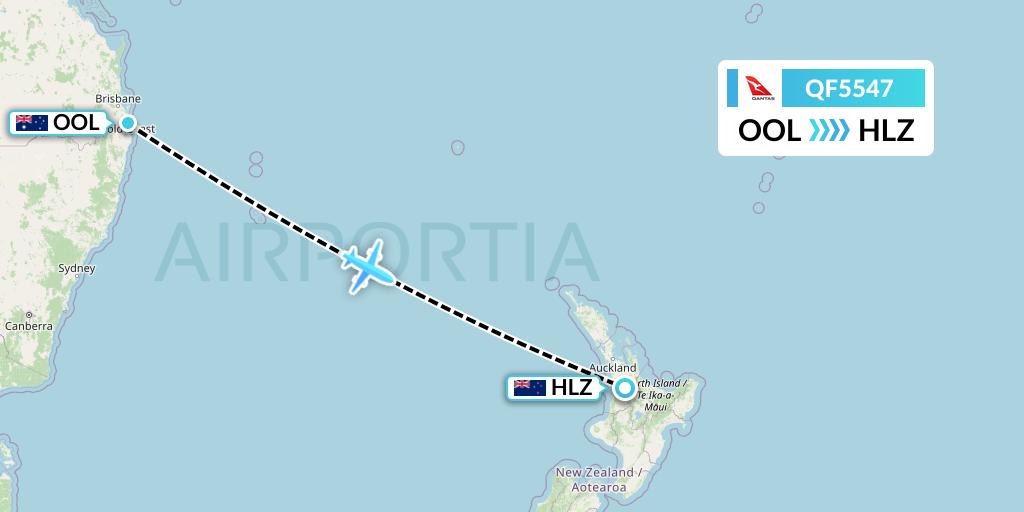QF5547 Qantas Flight Map: Gold Coast to Hamilton