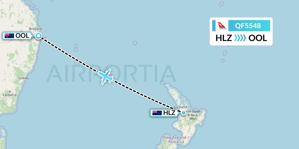 QF5548 Qantas Flight Map: Hamilton to Gold Coast