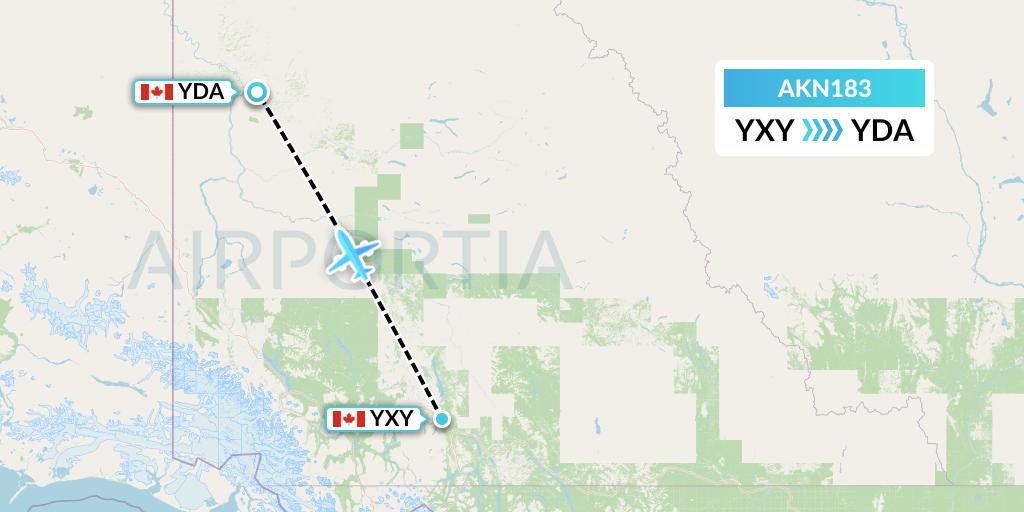 AKN183 Alkan Air Flight Map: Whitehorse to Dawson City