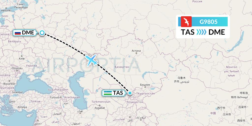 G9805 Air Arabia Flight Map: Tashkent to Moscow