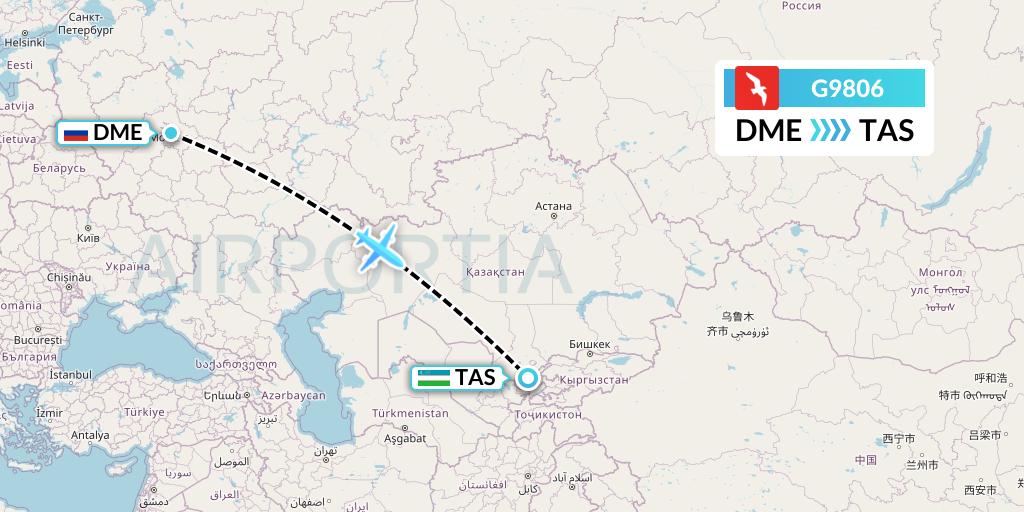 G9806 Air Arabia Flight Map: Moscow to Tashkent
