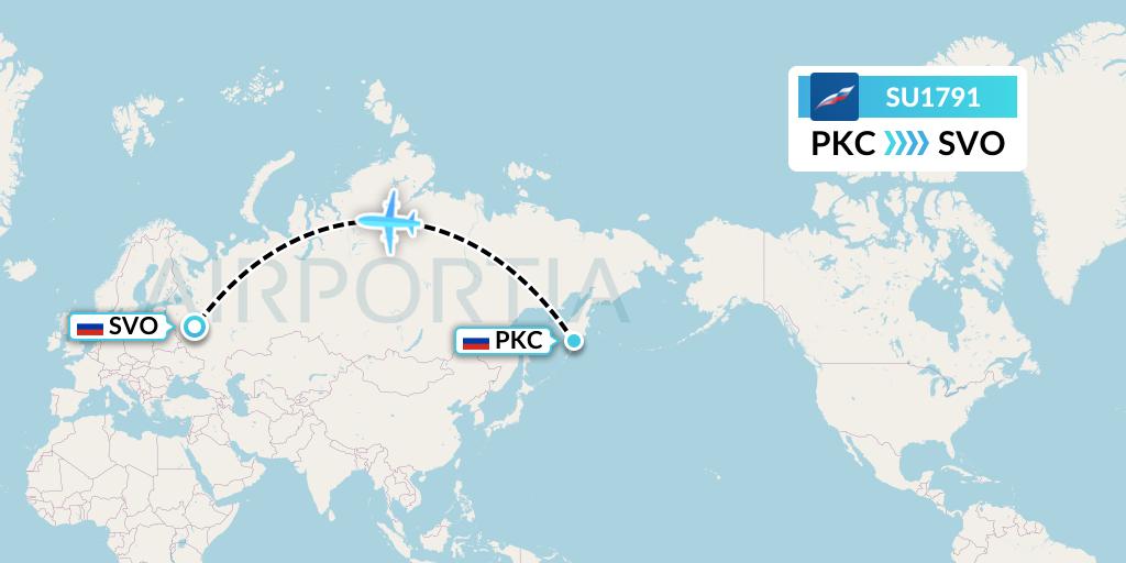 SU1791 Aeroflot Flight Map: Petropavlovsk-Kamchatsky to Moscow