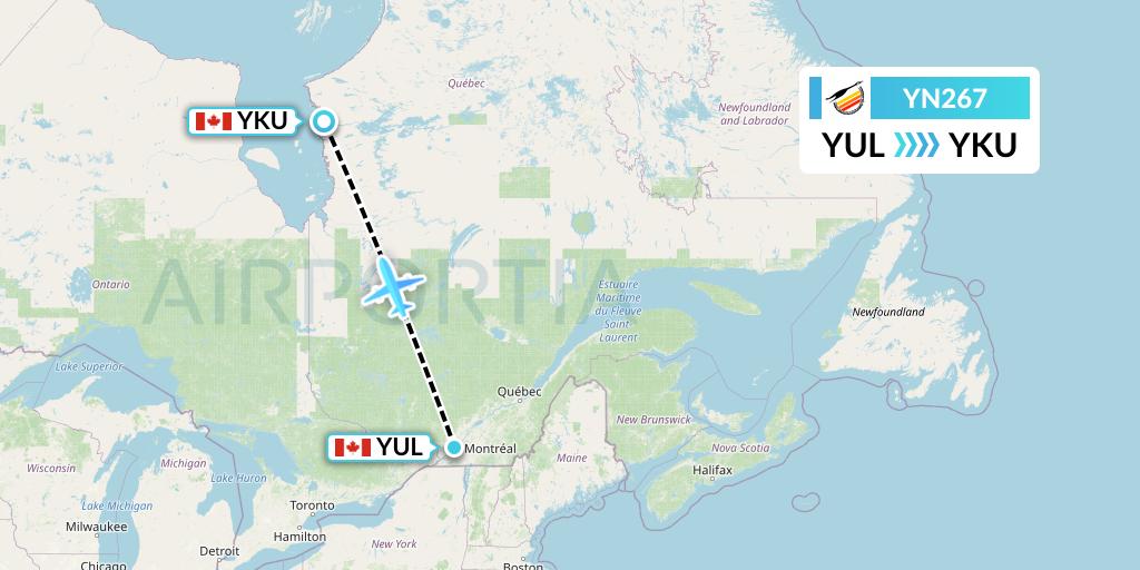 YN267 Air Creebec Flight Map: Montreal to Chisasibi