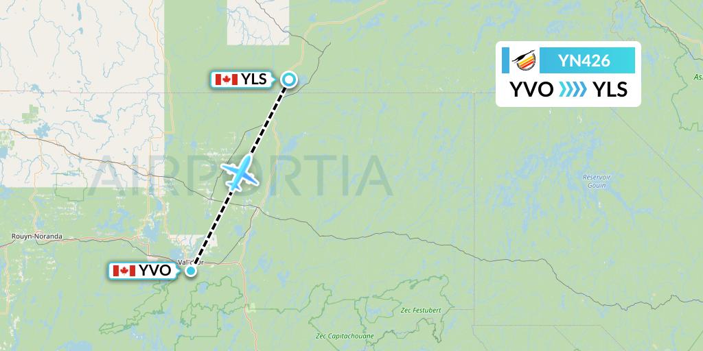 YN426 Air Creebec Flight Map: Val-d'Or to Lebel-Sur-Quevillon