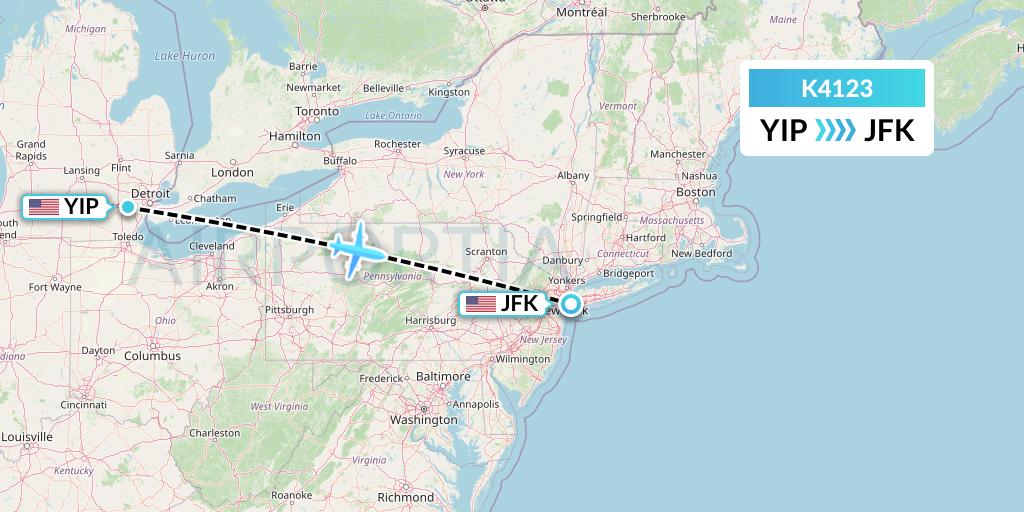 K4123 Kalitta Air Flight Map: Detroit to New York