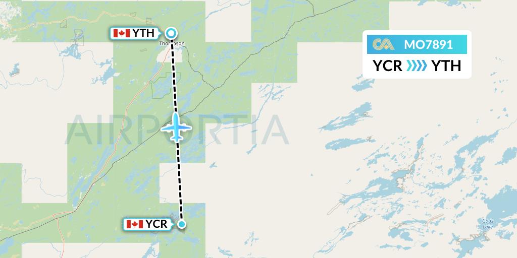 MO7891 Calm Air Flight Map: Cross Lake to Thompson