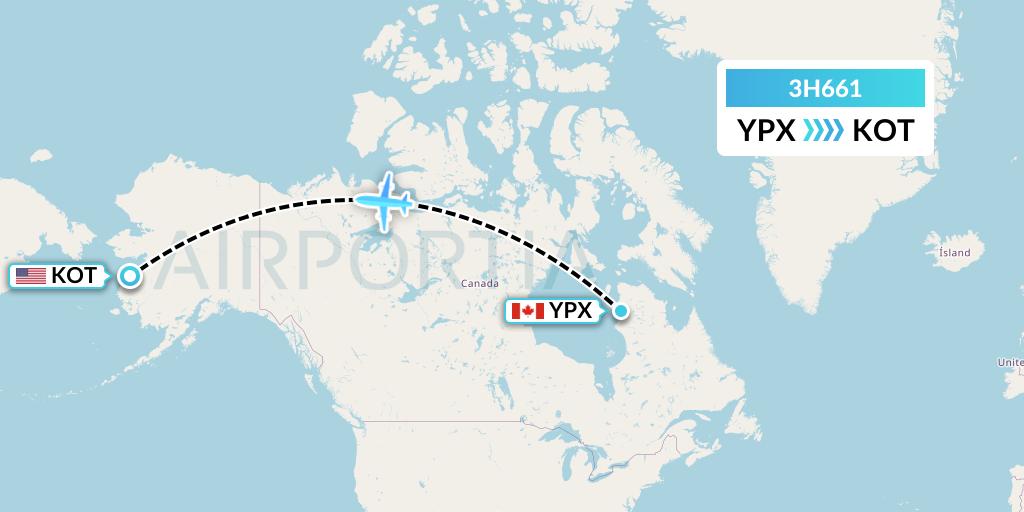 3H661 Air Inuit Flight Map: Puvirnituq to Kotlik