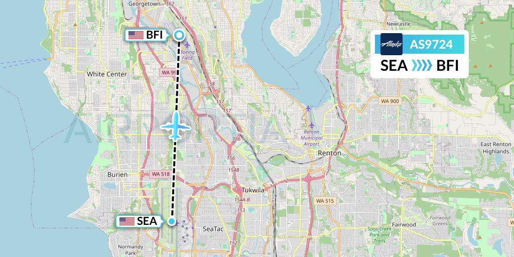AS9724 Alaska Airlines Flight Map: Seattle to Seattle
