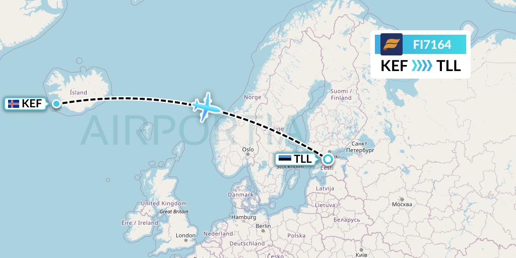 FI7164 Icelandair Flight Map: Reykjavik to Tallinn