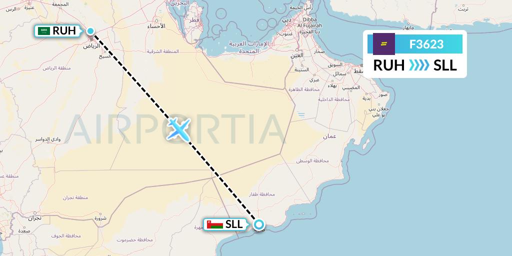 F3623 flydeal Flight Map: Riyadh to Salalah