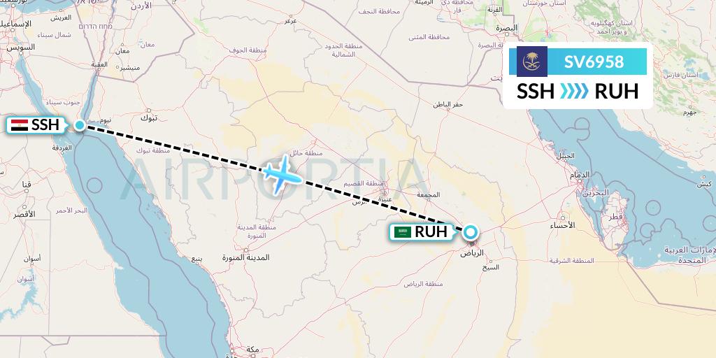 SV6958 Saudi Arabian Airlines Flight Map: Sharm el-Sheikh to Riyadh