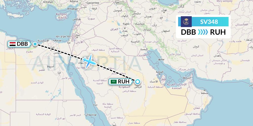 SV348 Saudi Arabian Airlines Flight Map: El Alamein to Riyadh