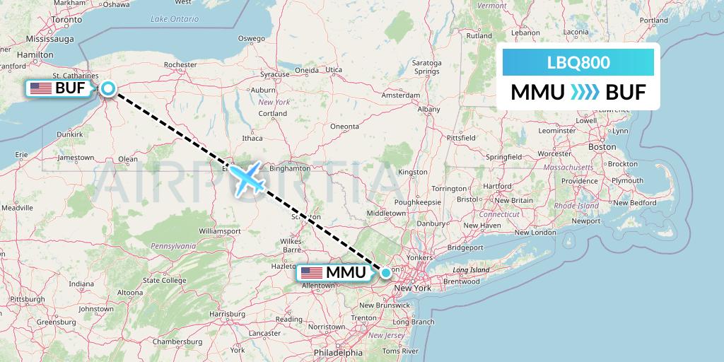 LBQ800 Quest Diagnostics Flight Map: Morristown to Buffalo